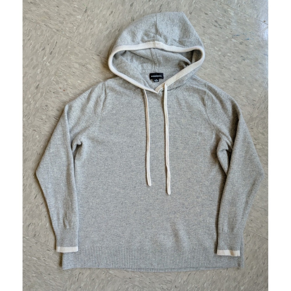 Summersalt Gray Cashmere Merino Wool Pullover Hoodie Sweater Womens Minimalist